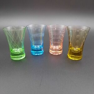 Mikasa‎ Cheers Colorful Shot Glasses Set of 4 Novelty Barware Unique Design